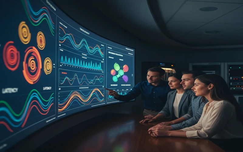 Performance monitoring dashboard showing real-time metrics for casino data platform including throughput, latency, and resource utilization