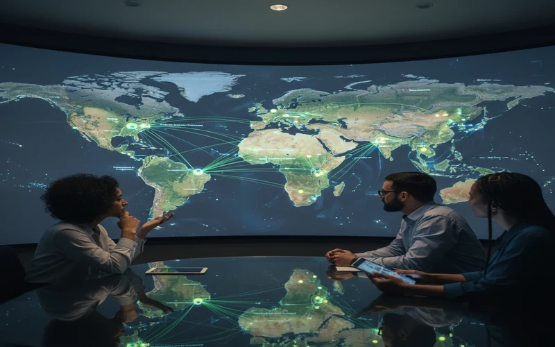 World map showing connections between international research institutions and engineering organizations participating in systems engineering collaboration